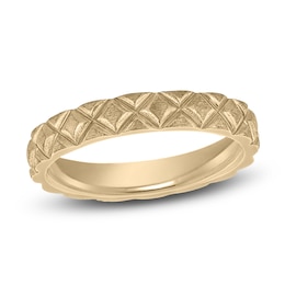 Kite-Patterned Wedding Band 14K Yellow Gold 3.5mm