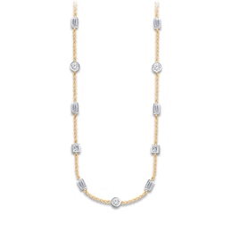 Kallati Round/Princess/ Baguette-Cut Diamond Necklace 5/8 ct tw 14K Yellow Gold 18&quot;