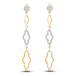 Kallati Diamond Drop Earrings 3/8 ct tw Round 14K Yellow Gold