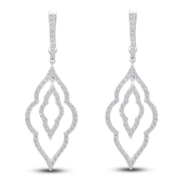 Kallati Diamond Arabesque Drop Earrings 7/8 ct tw Round 14K White Gold