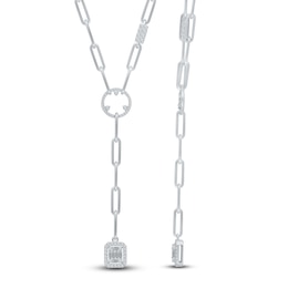 Kallati Baguette & Round-Cut Diamond Paperclip Necklace 3/4 ct tw 14K White Gold 16&quot;