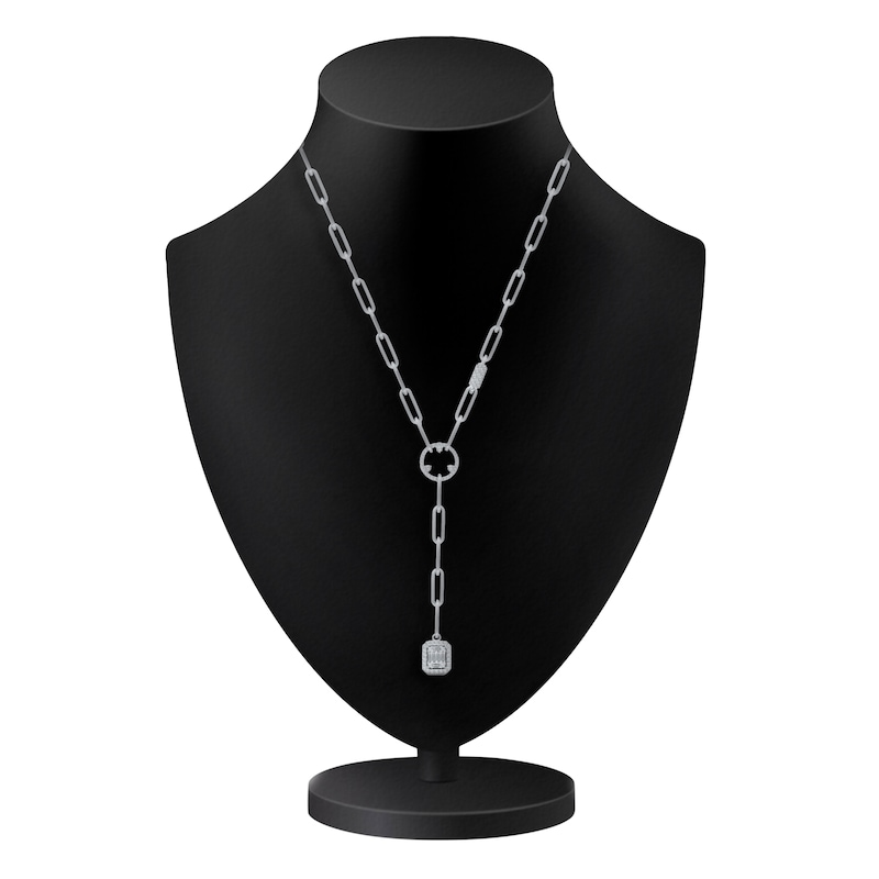 Main Image 5 of Kallati Baguette & Round-Cut Diamond Paperclip Necklace 3/4 ct tw 14K White Gold 16&quot;