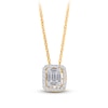 Thumbnail Image 1 of Kallati Baguette & Round-Cut Diamond Necklace 1/4 ct tw 14K Yellow Gold 18&quot;