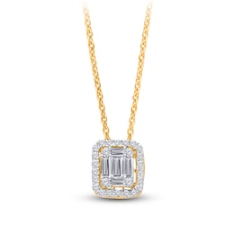 Kallati Baguette & Round-Cut Diamond Necklace 1/4 ct tw 14K Yellow Gold 18&quot;