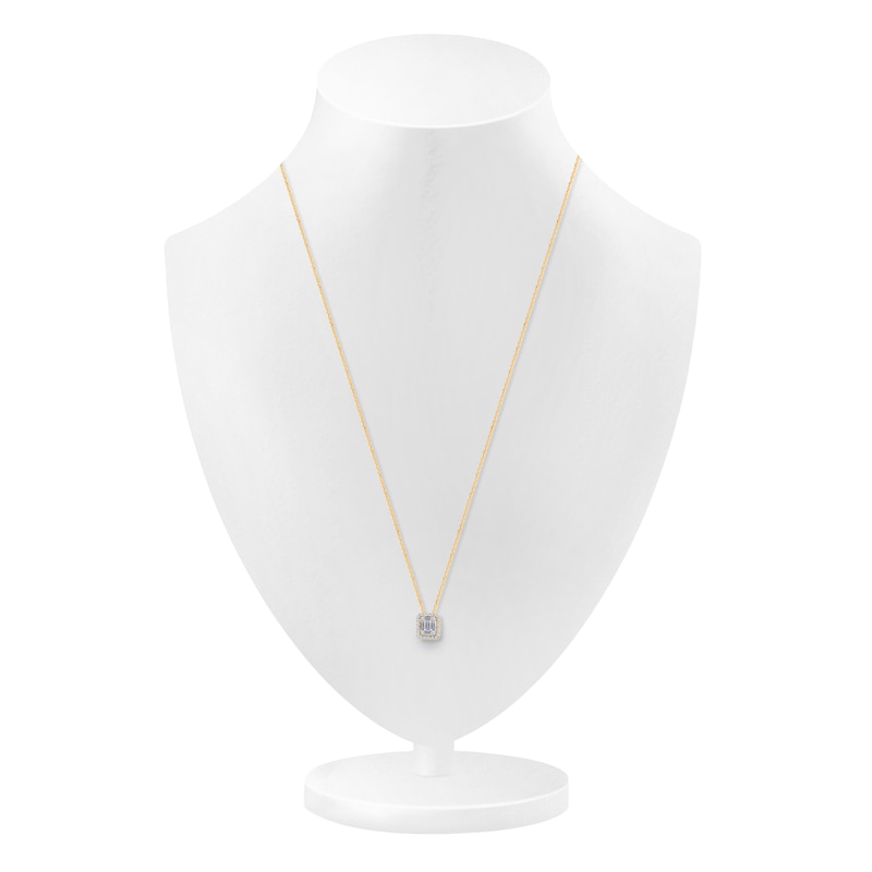 Main Image 4 of Kallati Baguette & Round-Cut Diamond Necklace 1/4 ct tw 14K Yellow Gold 18&quot;