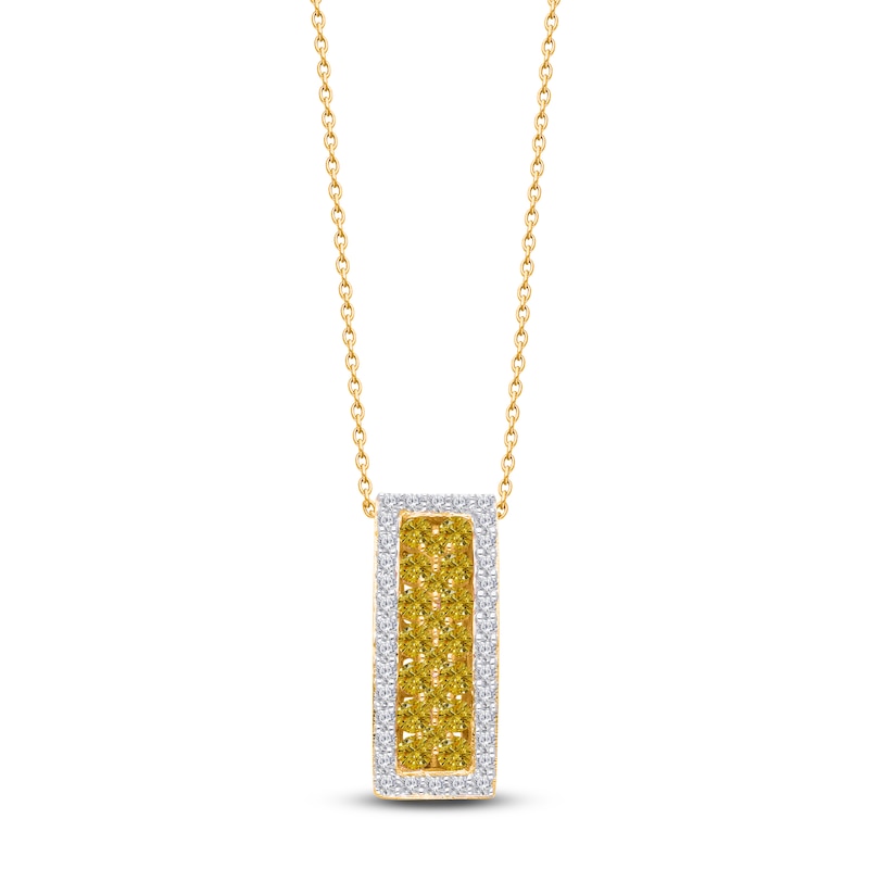 Main Image 1 of Kallati Yellow & White Diamond Pendant Necklace 1 ct tw Round 14K Yellow Gold 18&quot;