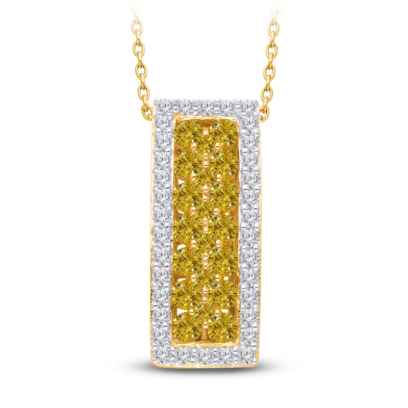 Main Image 2 of Kallati Yellow & White Diamond Pendant Necklace 1 ct tw Round 14K Yellow Gold 18&quot;