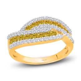 Kallati Yellow & White Diamond Ring 1 ct tw Round 14K Yellow Gold