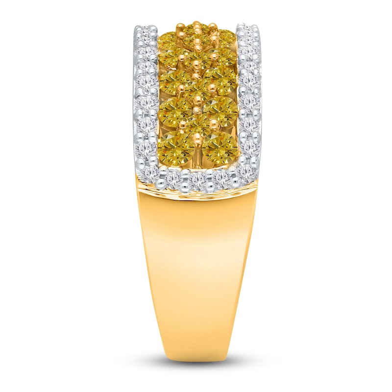 Kallati Yellow & White Diamond Ring 1-3/8 ct tw Round 14K Yellow Gold