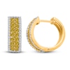 Thumbnail Image 1 of Kallati Yellow & White Diamond Hoop Earrings 1-3/8 ct tw Round 14K Yellow Gold