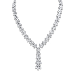 Jared Atelier X Shy Diamond Flower Necklace 60-7/8 ct tw Pear/Round 18K White Gold 18&quot;