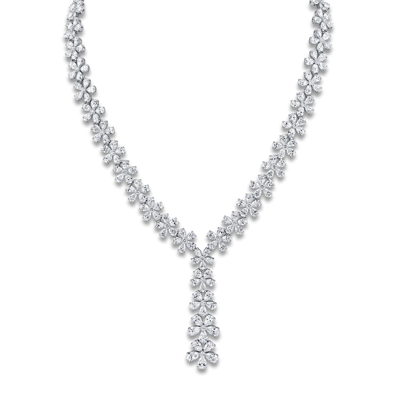 Main Image 1 of Jared Atelier X Shy Diamond Flower Necklace 60-7/8 ct tw Pear/Round 18K White Gold 18&quot;