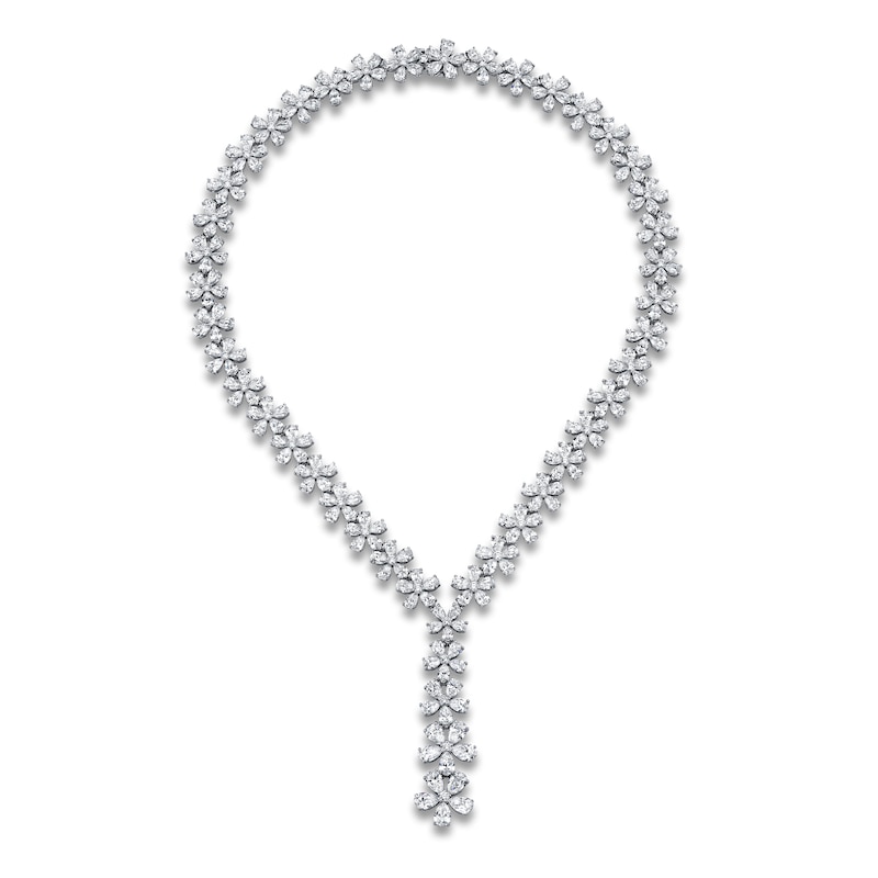 Main Image 2 of Jared Atelier X Shy Diamond Flower Necklace 60-7/8 ct tw Pear/Round 18K White Gold 18&quot;