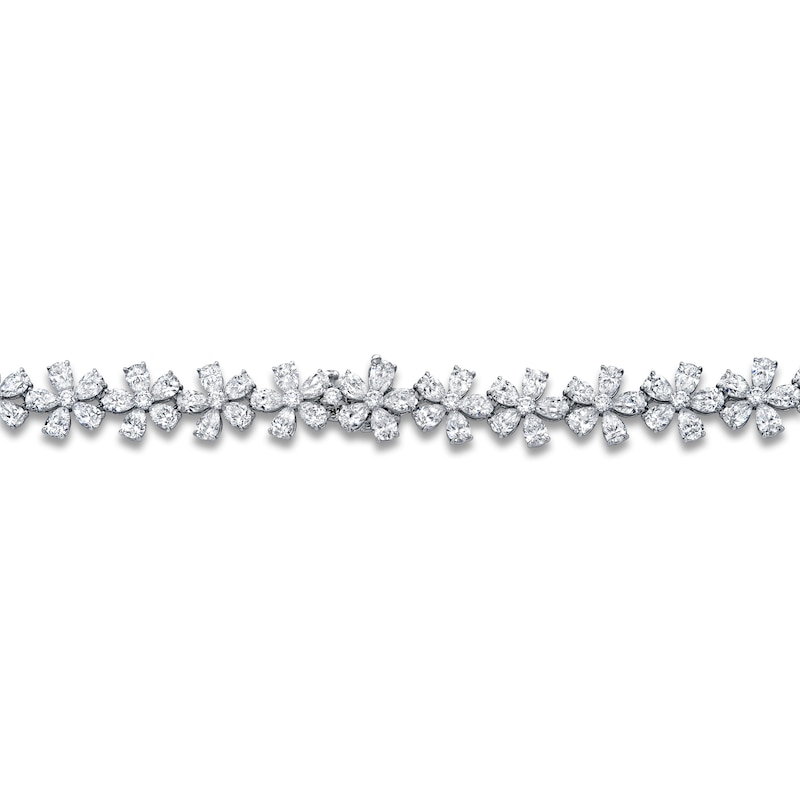 Main Image 3 of Jared Atelier X Shy Diamond Flower Necklace 60-7/8 ct tw Pear/Round 18K White Gold 18&quot;