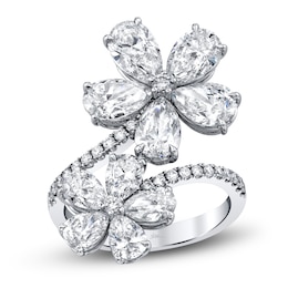 Jared Atelier X Shy Diamond Flower Ring 5-1/3 ct tw Pear/Round 18K White Gold