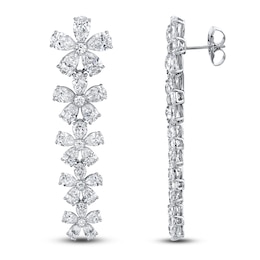 Jared Atelier X Shy Diamond Flower Earrings 14-3/4 ct tw Pear/Round 18K White Gold