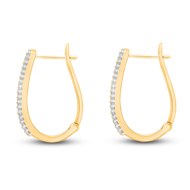 Main Image 2 of Kallati Yellow & White Diamond Multi-Row Hoop Earrings 1 ct tw Round 14K Yellow Gold