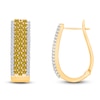 Thumbnail Image 3 of Kallati Yellow & White Diamond Multi-Row Hoop Earrings 1 ct tw Round 14K Yellow Gold