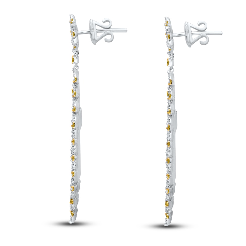Kallati Yellow & White Diamond Drop Earrings 4-1/2 ct tw 14K White Gold