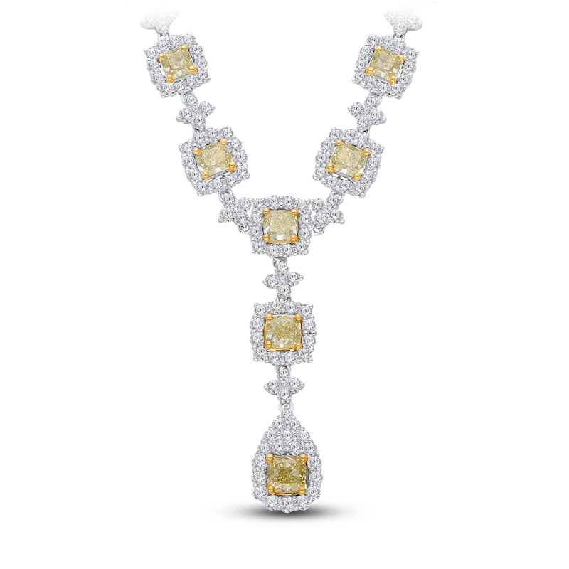 Main Image 1 of Kallati Natural Yellow & White Diamond Drop Necklace 15-1/6 ct tw 14K White Gold