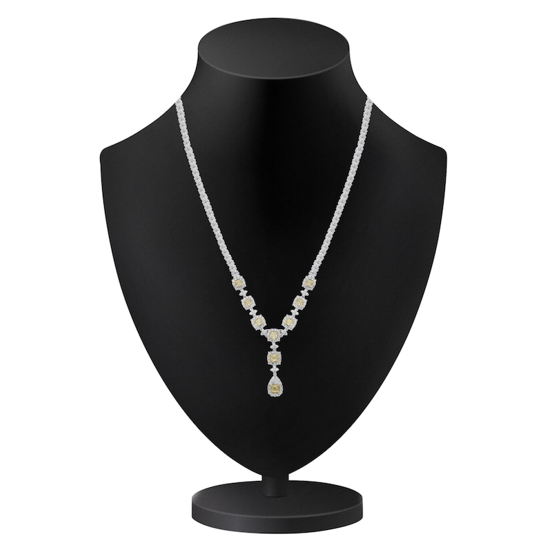 Main Image 3 of Kallati Natural Yellow & White Diamond Drop Necklace 15-1/6 ct tw 14K White Gold