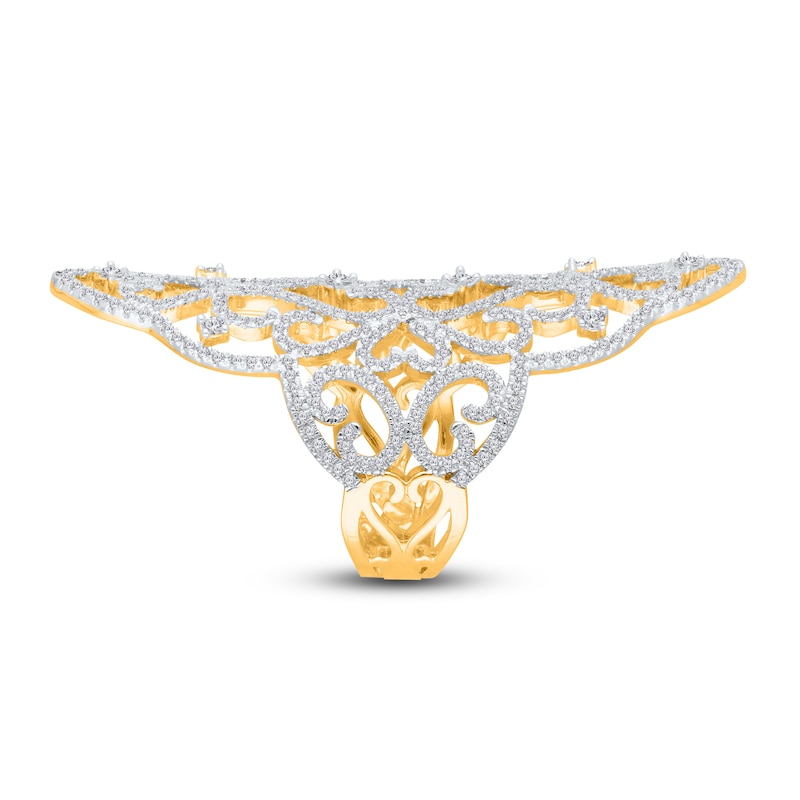 Kallati Diamond Scrollwork Elongated Fashion Ring 1-1/3 ct tw 14K Yellow Gold