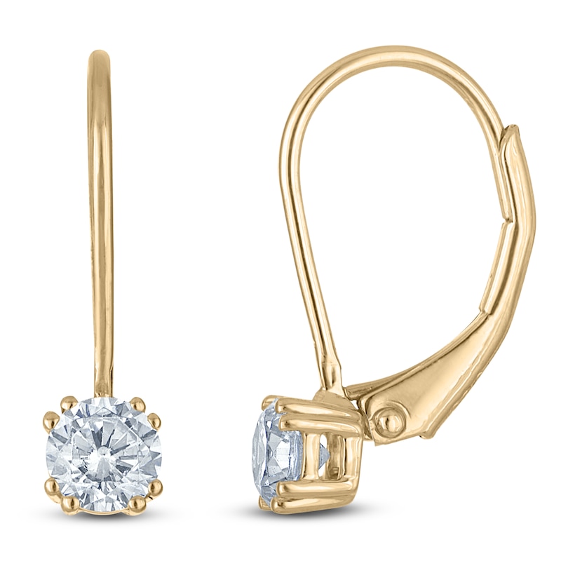 Certified Round-Cut Diamond Solitaire Drop Earrings 1/2 ct tw 14K Yellow Gold (I/I1)