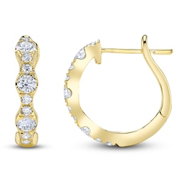 Shy Creation Diamond Scalloped Hoop Earrings 7/8 ct tw 14K Yellow Gold J-SC22009216D0.70