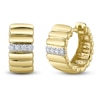 Thumbnail Image 1 of Shy Creation Diamond Grooved Huggie Hoop Earrings 1/15 ct tw 14K Yellow Gold J-SC22009417RD