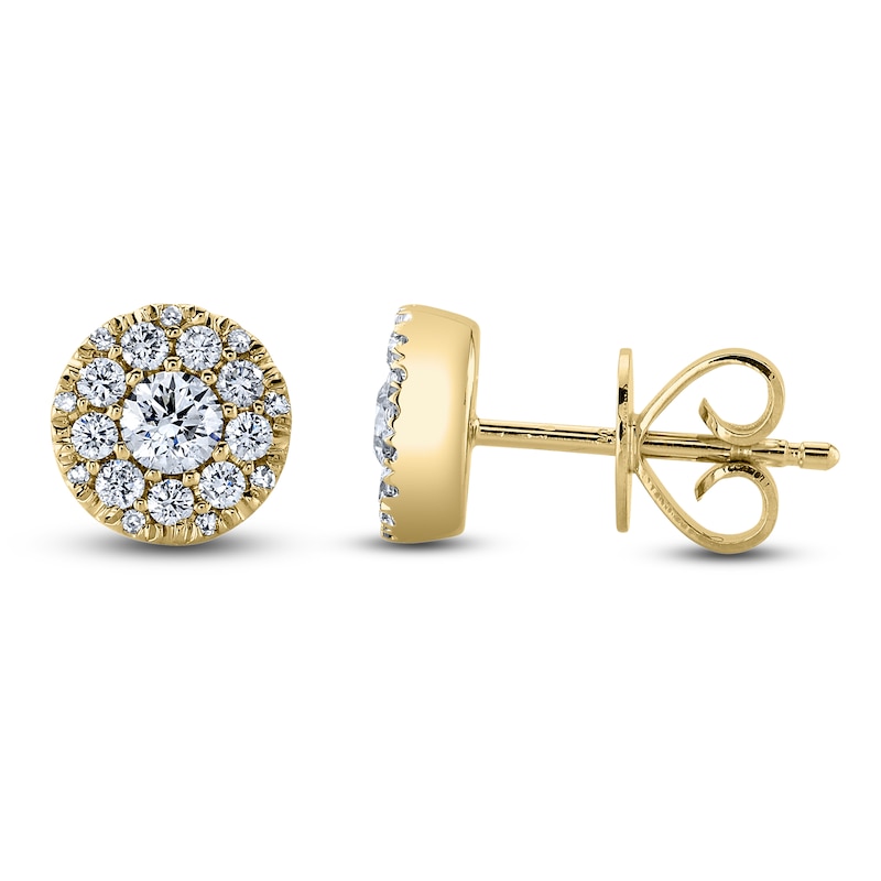 Main Image 1 of Shy Creation Diamond Halo Earrings 1/2 ct tw 14K Yellow Gold J-SC22008053