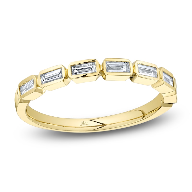 Main Image 1 of Shy Creation Baguette-Cut Diamond Bezel-Set Ring 1/3 ct tw 14K Yellow Gold J-SC22008527Z7