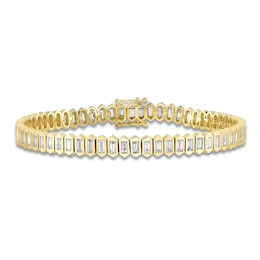 Shy Creation Baguette-Cut Diamond Hexagon Tennis Style Bracelet 2-7/8 ct tw 14K Yellow Gold 7&quot; J-SC22008689