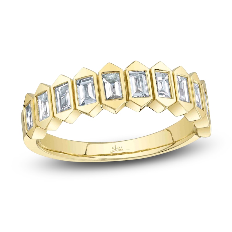 Main Image 1 of Shy Creation Baguette-Cut Diamond Hexagon Ring 5/8 ct tw 14K Yellow Gold SC22008782Z7