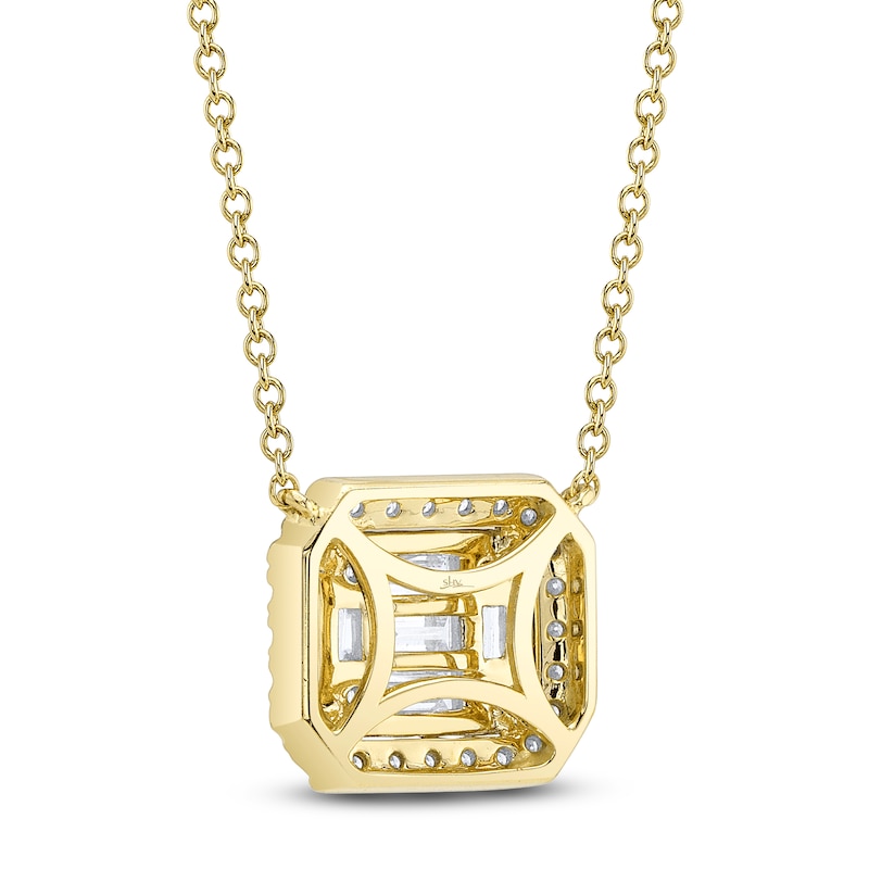 Main Image 3 of Shy Creation Baguette & Round-Cut Multi-Diamond Octagon Necklace 3/8 ct tw 14K Yellow Gold 18&quot; J-SC22009199RD