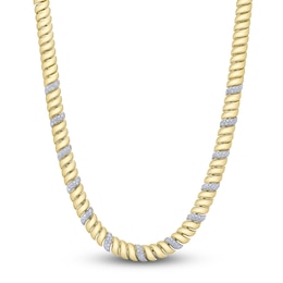 Shy Creation Diamond Curve Link Necklace 1-3/4 ct tw 14K Yellow Gold 18&quot; J-SC22009396RD