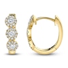 Thumbnail Image 1 of Shy Creation Diamond Three-Stone Halo Hoop Earrings 1/3 ct tw 14K Yellow Gold J-SC55002491