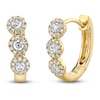 Thumbnail Image 2 of Shy Creation Diamond Three-Stone Halo Hoop Earrings 1/3 ct tw 14K Yellow Gold J-SC55002491