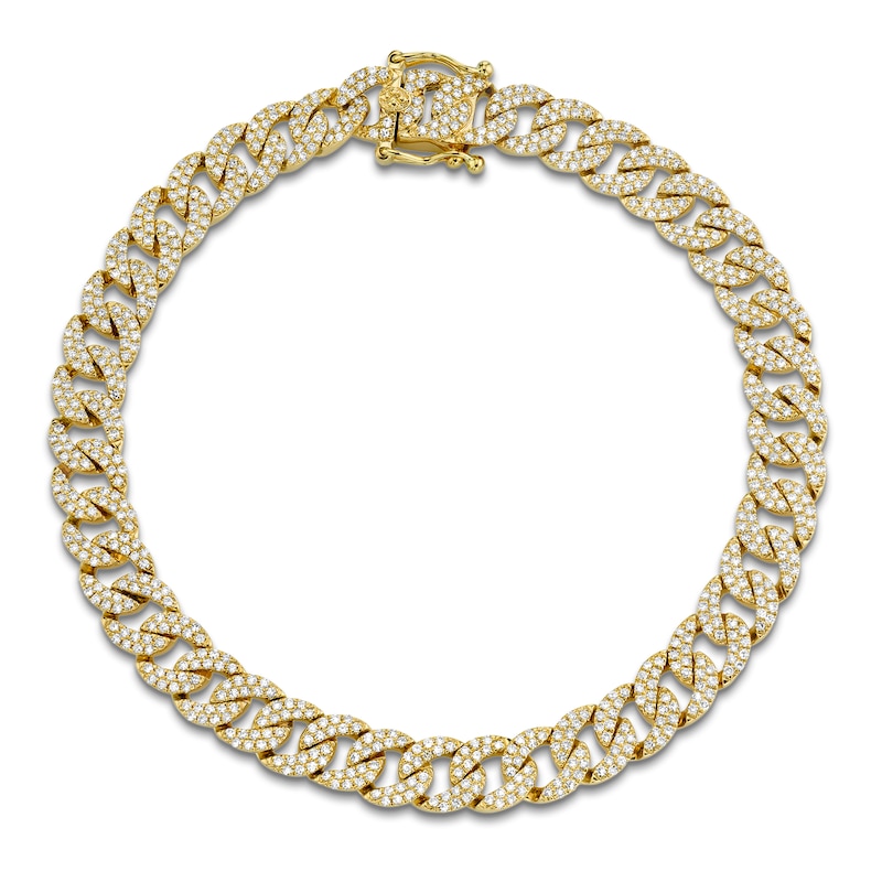 Shy Creation Diamond Curb Chain Bracelet 1-5/8 ct tw 14K Yellow Gold 7" J-SC55005672V2