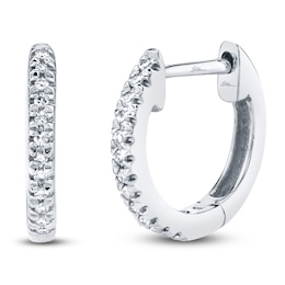 Shy Creation Diamond Hoop Earrings 1/20 ct tw 14K White Gold J-SC22003982