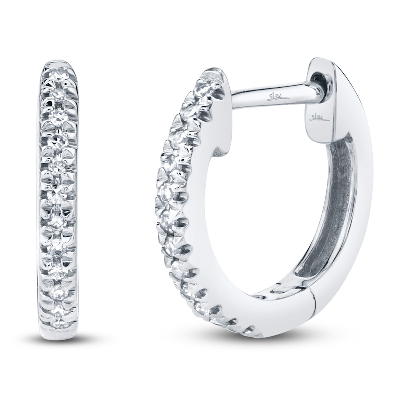 Main Image 1 of Shy Creation Diamond Hoop Earrings 1/20 ct tw 14K White Gold J-SC22003982