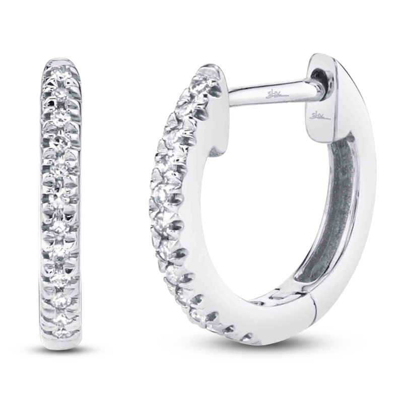 Main Image 2 of Shy Creation Diamond Hoop Earrings 1/20 ct tw 14K White Gold J-SC22003982