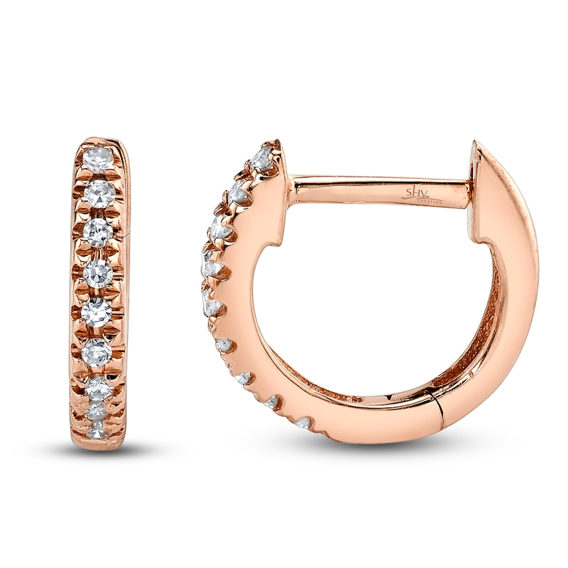 Main Image 1 of Shy Creation Diamond Accent Hoop Earrings 14K Rose Gold J-SC22004024V3