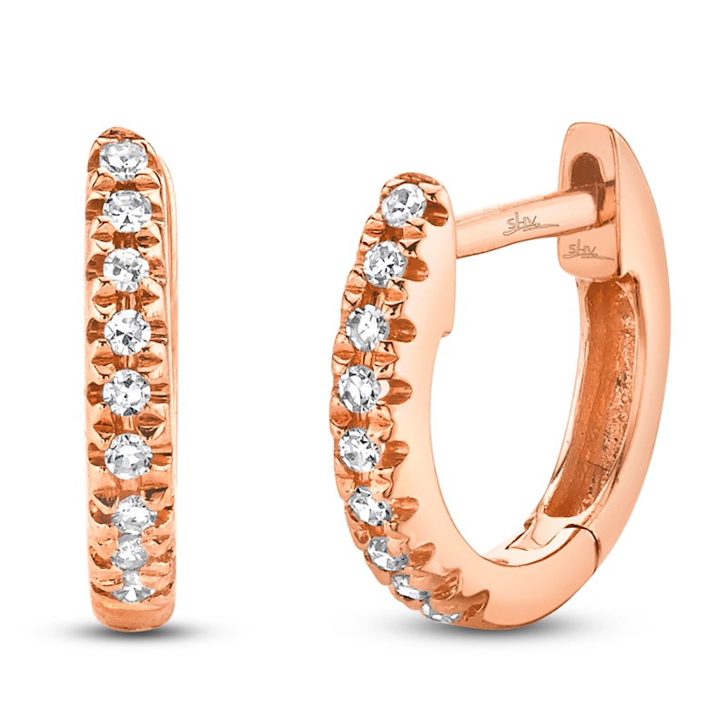 Main Image 2 of Shy Creation Diamond Accent Hoop Earrings 14K Rose Gold J-SC22004024V3