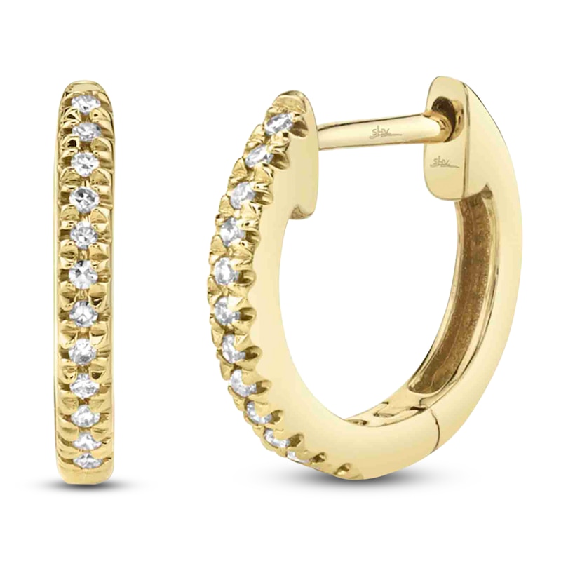 Main Image 2 of Shy Creation Diamond Hoop Earrings 1/20 ct tw 14K Yellow Gold J-SC22004026