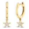 Thumbnail Image 1 of Shy Creation Diamond Accent Star Dangle Hoop Earrings 14K Yellow Gold J-SC22004812V2