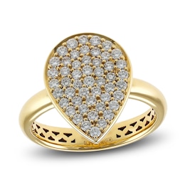 Crivelli Multi-Diamond Pear-Shaped Ring 3/4 ct tw 18K Yellow Gold