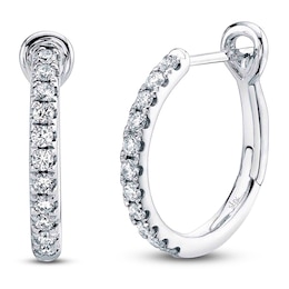 Shy Creation Diamond Hoop Earrings 1/4 ct tw 14K White Gold J-SC22005536