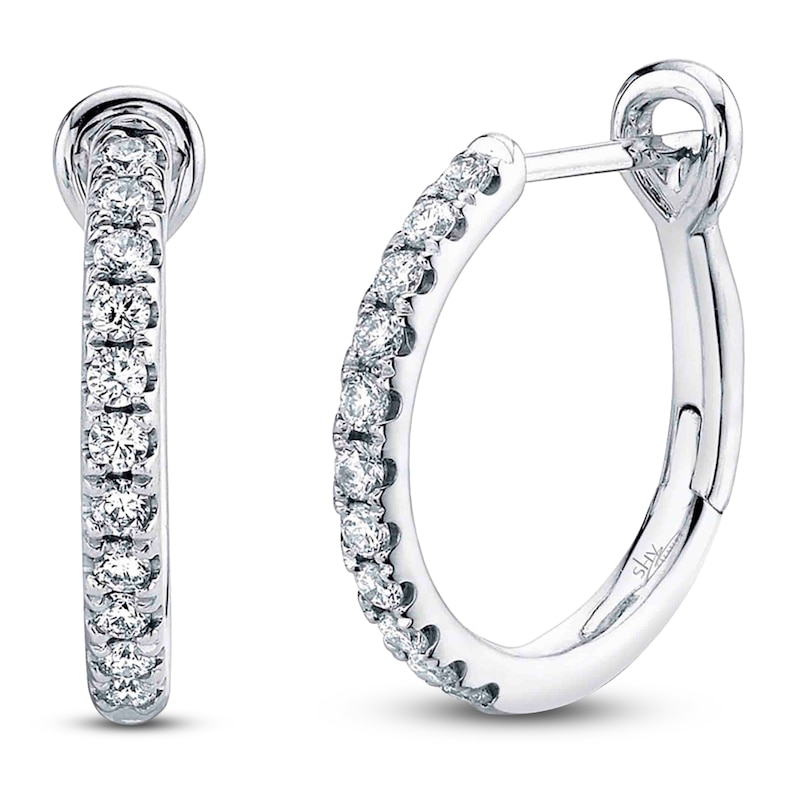 Main Image 1 of Shy Creation Diamond Hoop Earrings 1/4 ct tw 14K White Gold J-SC22005536