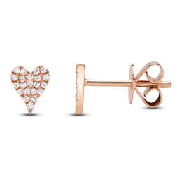 Shy Creation Diamond Heart Stud Earrings 1/15 ct tw 14K Rose Gold J-SC55006719