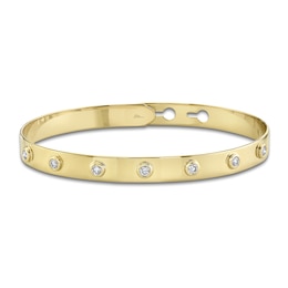 Shy Creation Diamond Bezel-Set Bangle Bracelet 1/3 ct tw 14K Yellow Gold J-SC55020133ZS